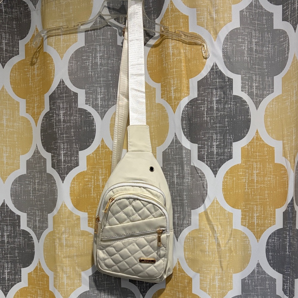 Elegant Cream Quilted Sling Bag